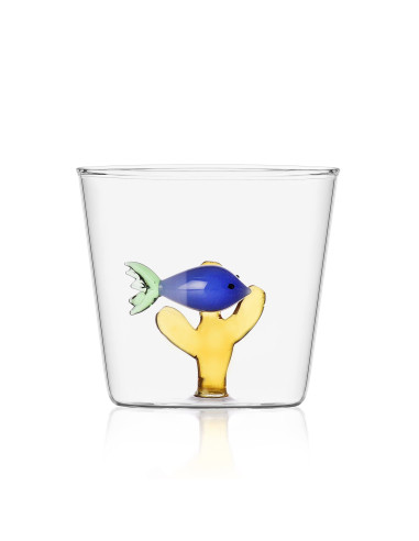 Ichendorf - Bicchiere con Pesce Blu e Alga Ambra in Vetro