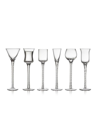set di bicchieri trasparenti da acquavite o grappa